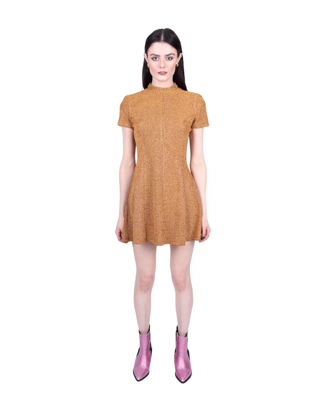Any Old Iron Metallic Shiny Short Mini Dress