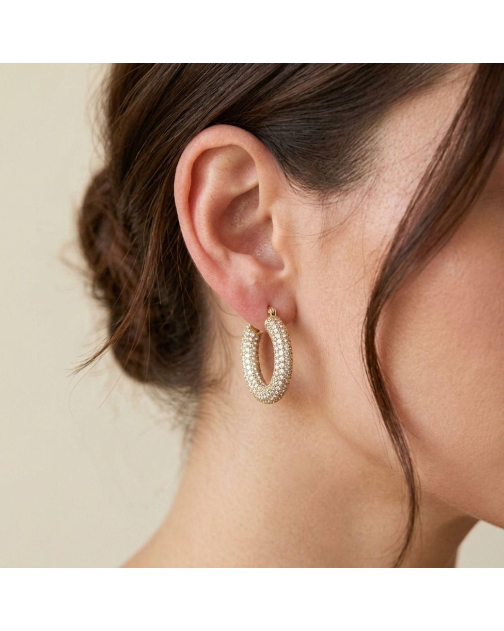 Jaredjamin Metallic Aria Pavé Chubby Hoop Earrings