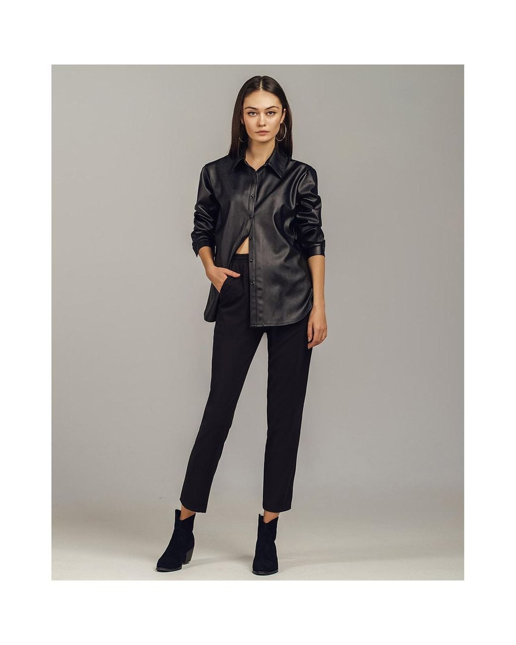 2KStyle Black Bron Elasticated Tapered Crepe Pants