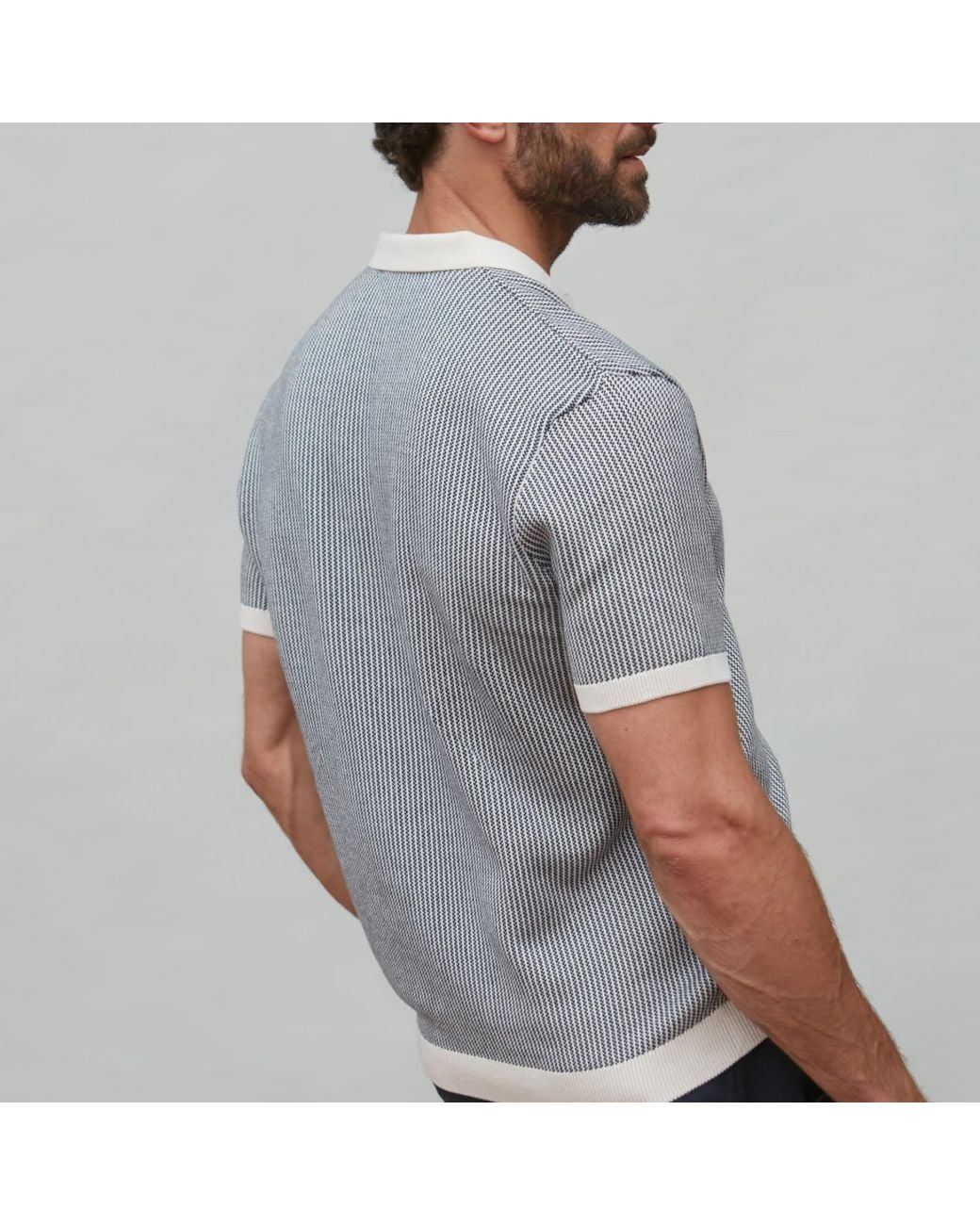 Paul James Knitwear Gray Mens Lightweight Cotton Gallo Fishermans Buttonless Polo Shirt for men