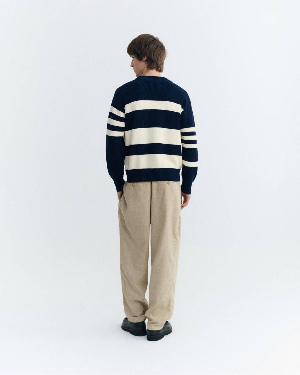 Thinking Mu Blue Organic Cotton Striped Sweater Santos for men
