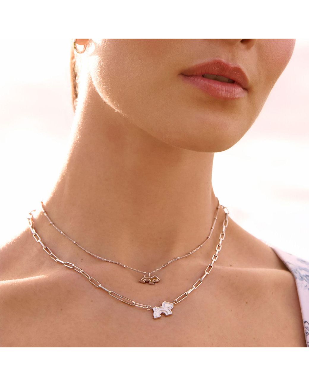 Cloud Haven Metallic Paperclip Chain Logo Necklace