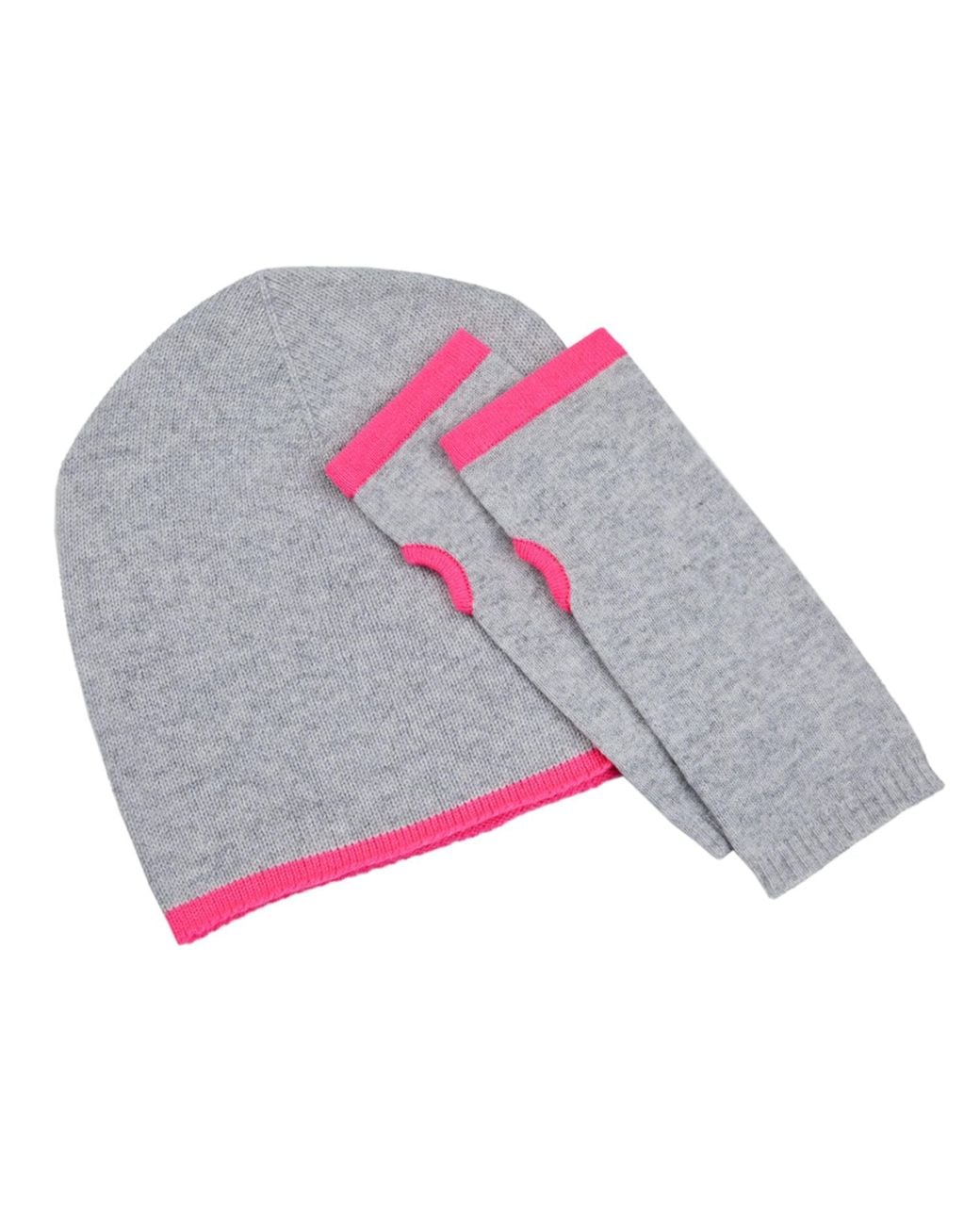 Cove Gray Cashmere & Beanie & Wrist Warmer Set