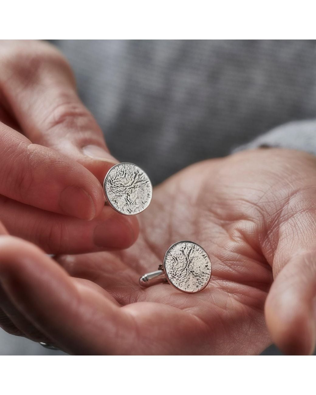 Posh Totty Designs Metallic Sterling Molten Disc Cufflinks for men