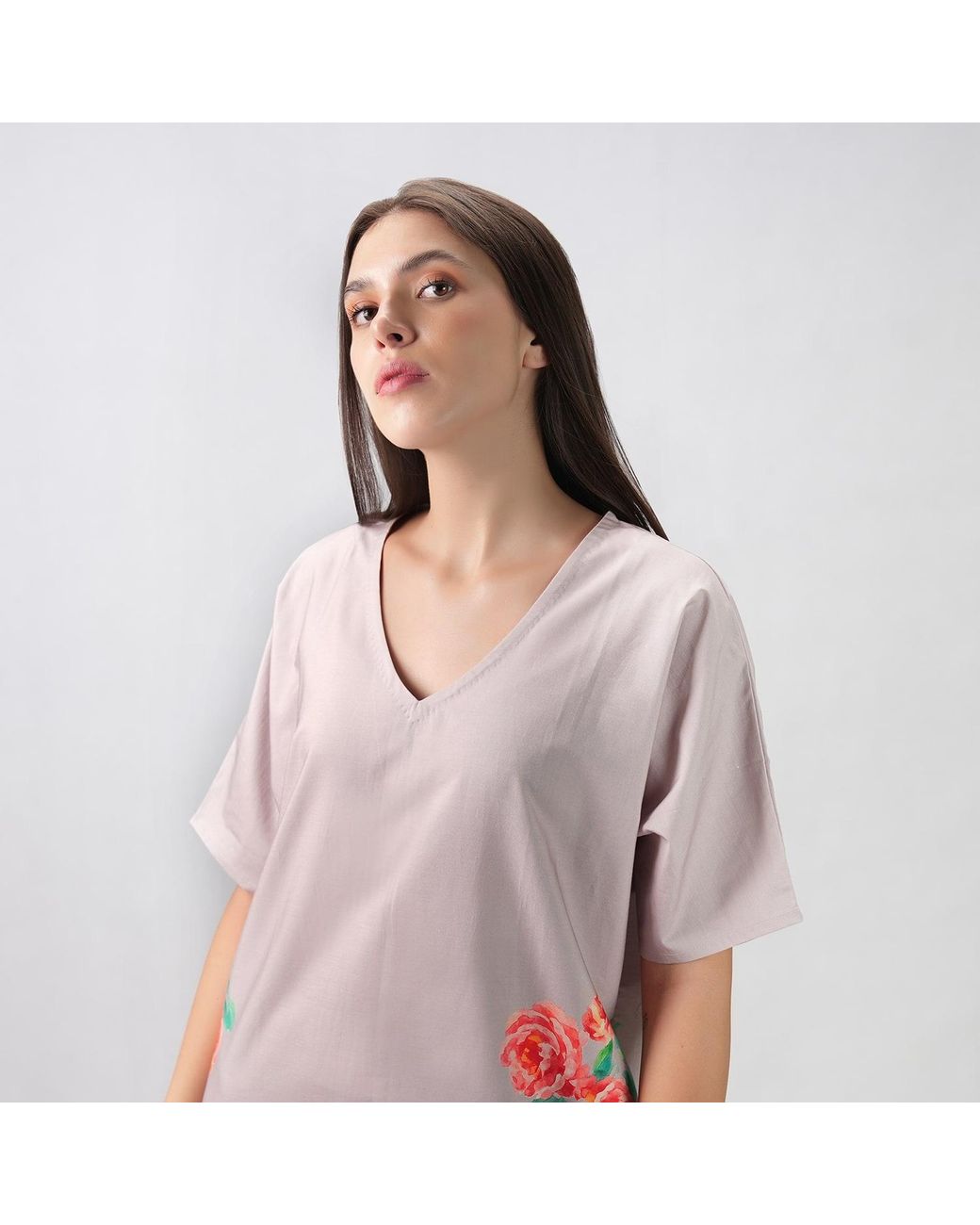 DHARA SHETH DUBAI Pink The Floral Archive Rose Print Long Cotton Kaftan Dress