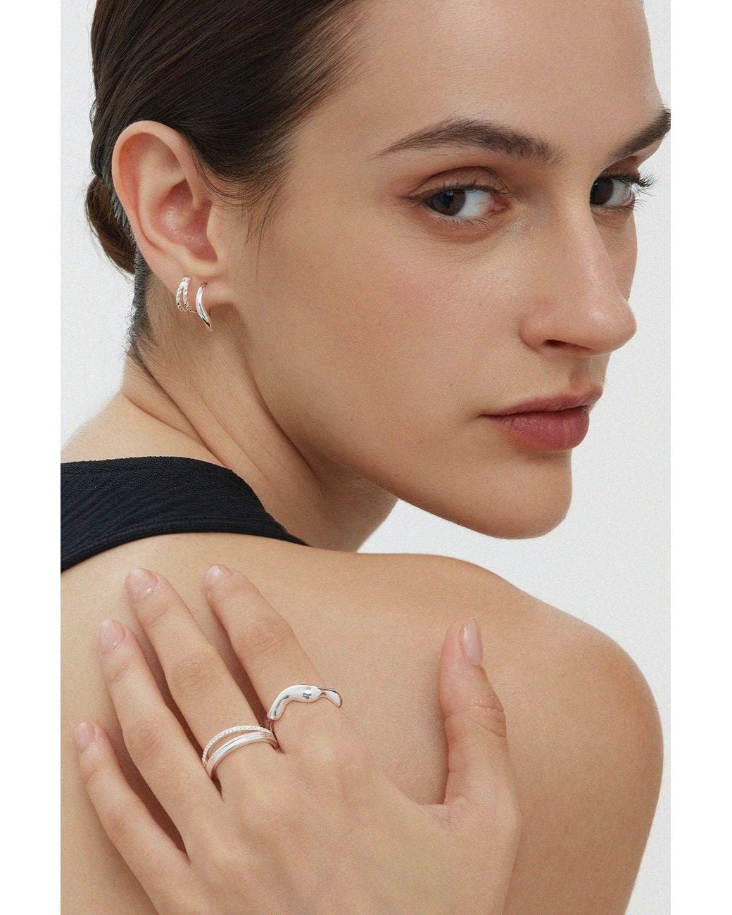 Vanhi White Noor Pavé Triple Band Ring