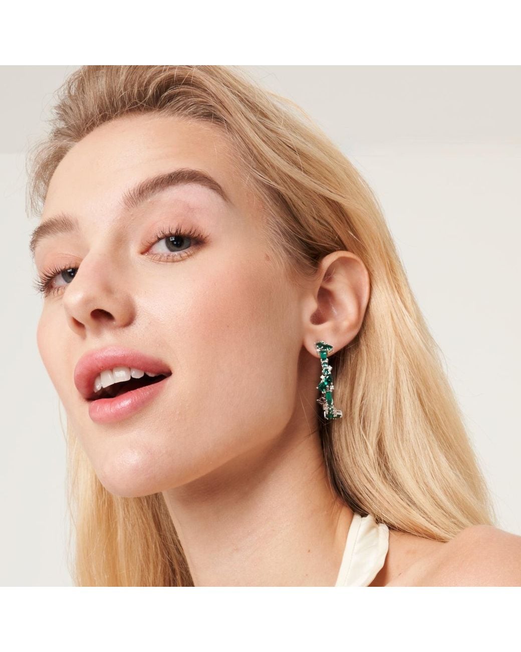 Juvetti Green Emeralds & Diamonds Lanna Hoop Earrings