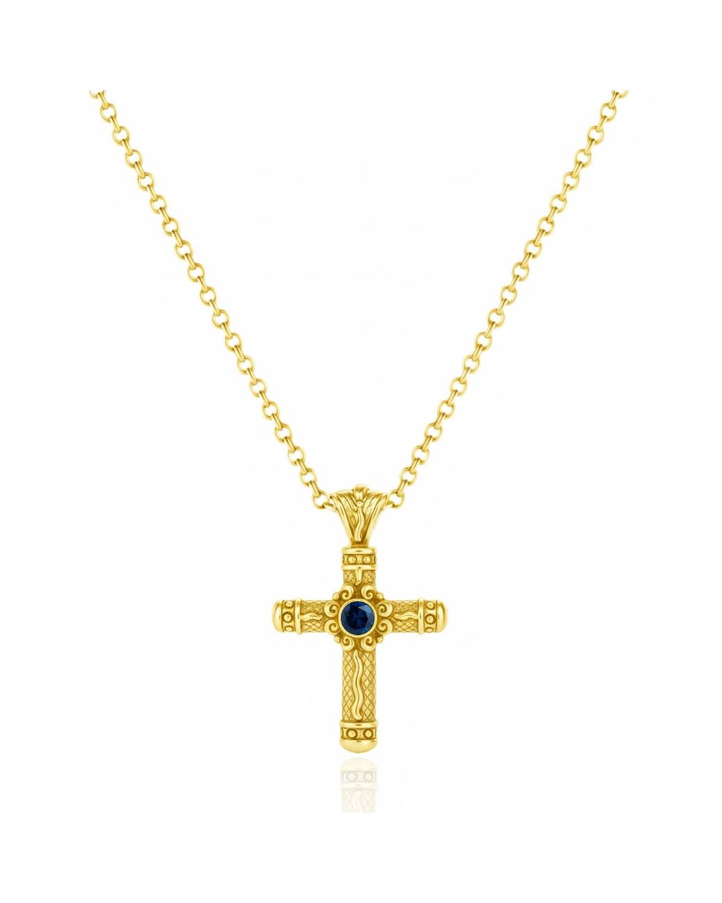 Unaloe Metallic Vermeil Sapphire Cross Necklace – Luxury Religious Jewelry