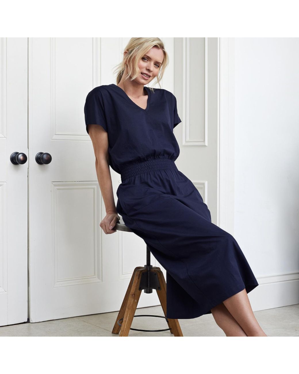 Cove Blue Bali Midi Dress With Pockets