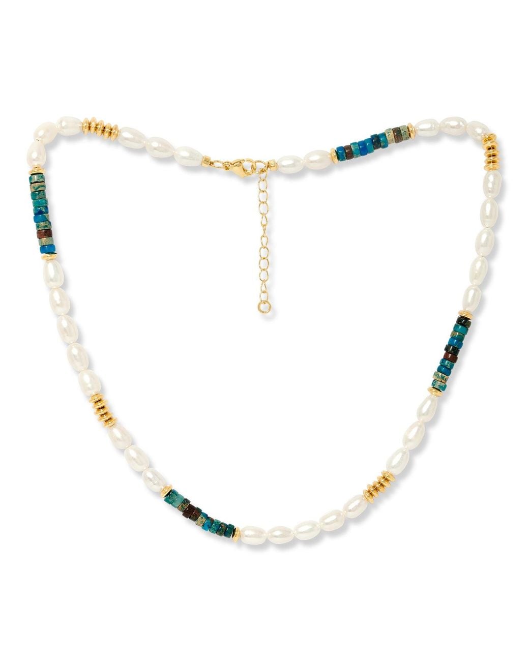 Pearls of the Orient Online Metallic Nova Oval Cultured Freshwater Pearl Necklace With Jasper & Beads