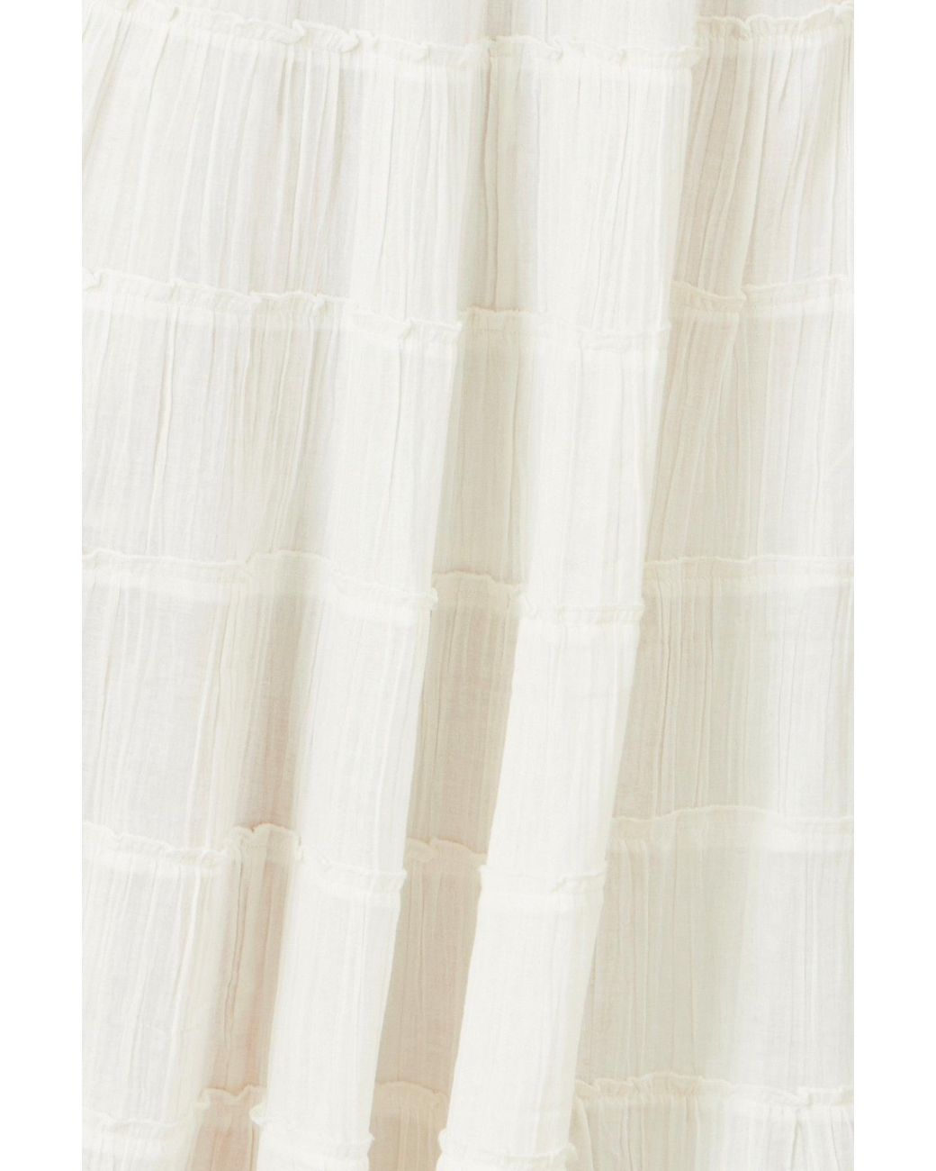 Yumi' White Double Cotton Tiered Boho Maxi Skirt
