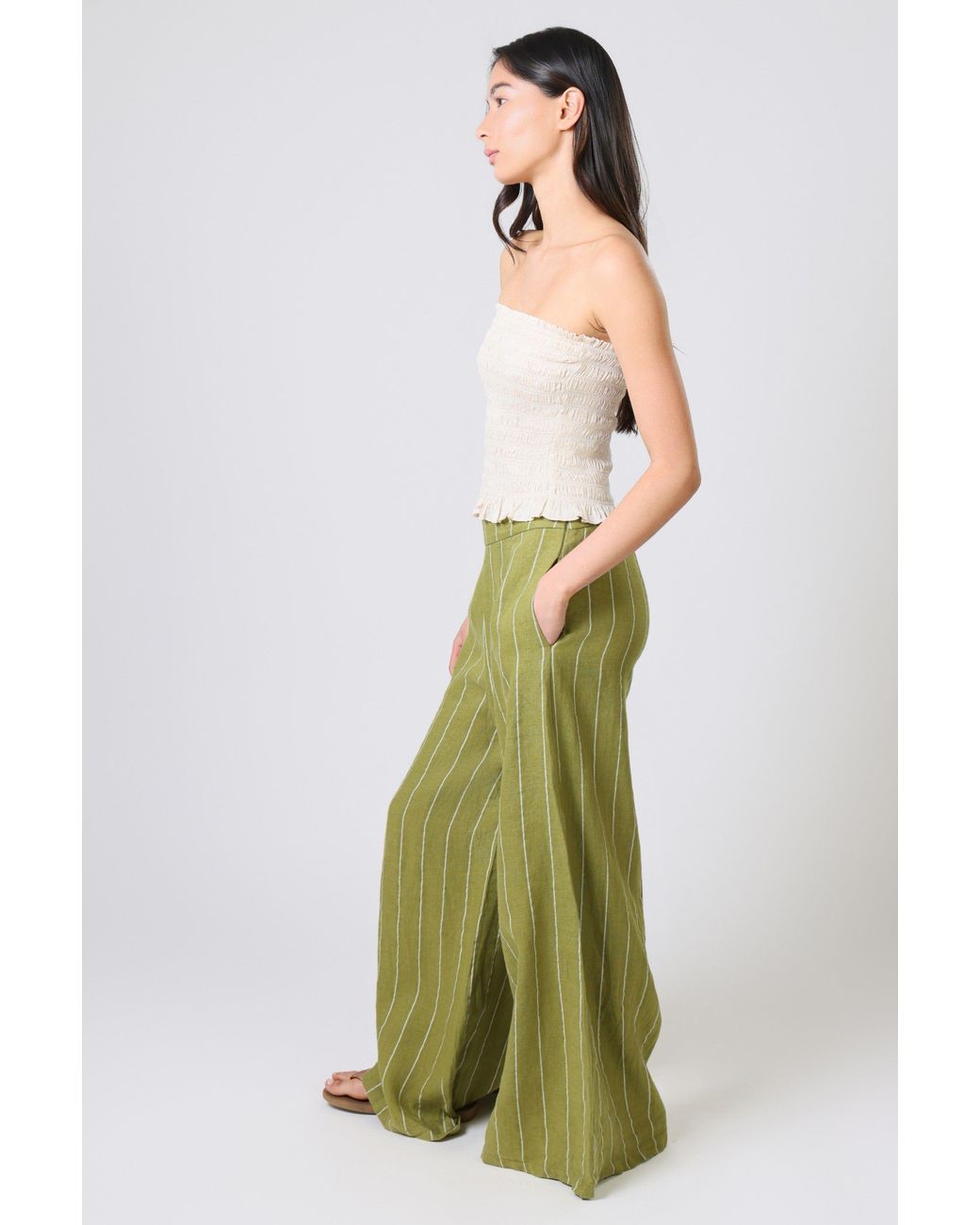 Traffic People Green Parallel Lives And Rene Wide Leg Trousers