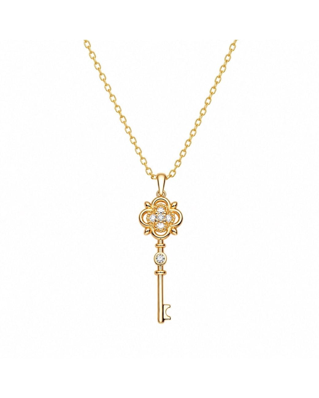 Spero London Metallic Sterling Ancient Key Necklace