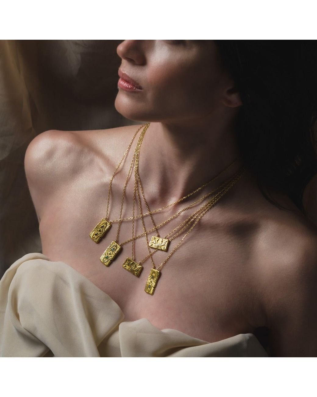 Myrto Katramadou Jewellery Metallic Infinity Necklace-Plated -Three Stones- Ruby