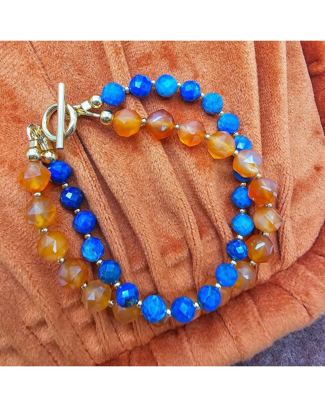 Farra Orange Lapis With Agate Double Layers Bracelet