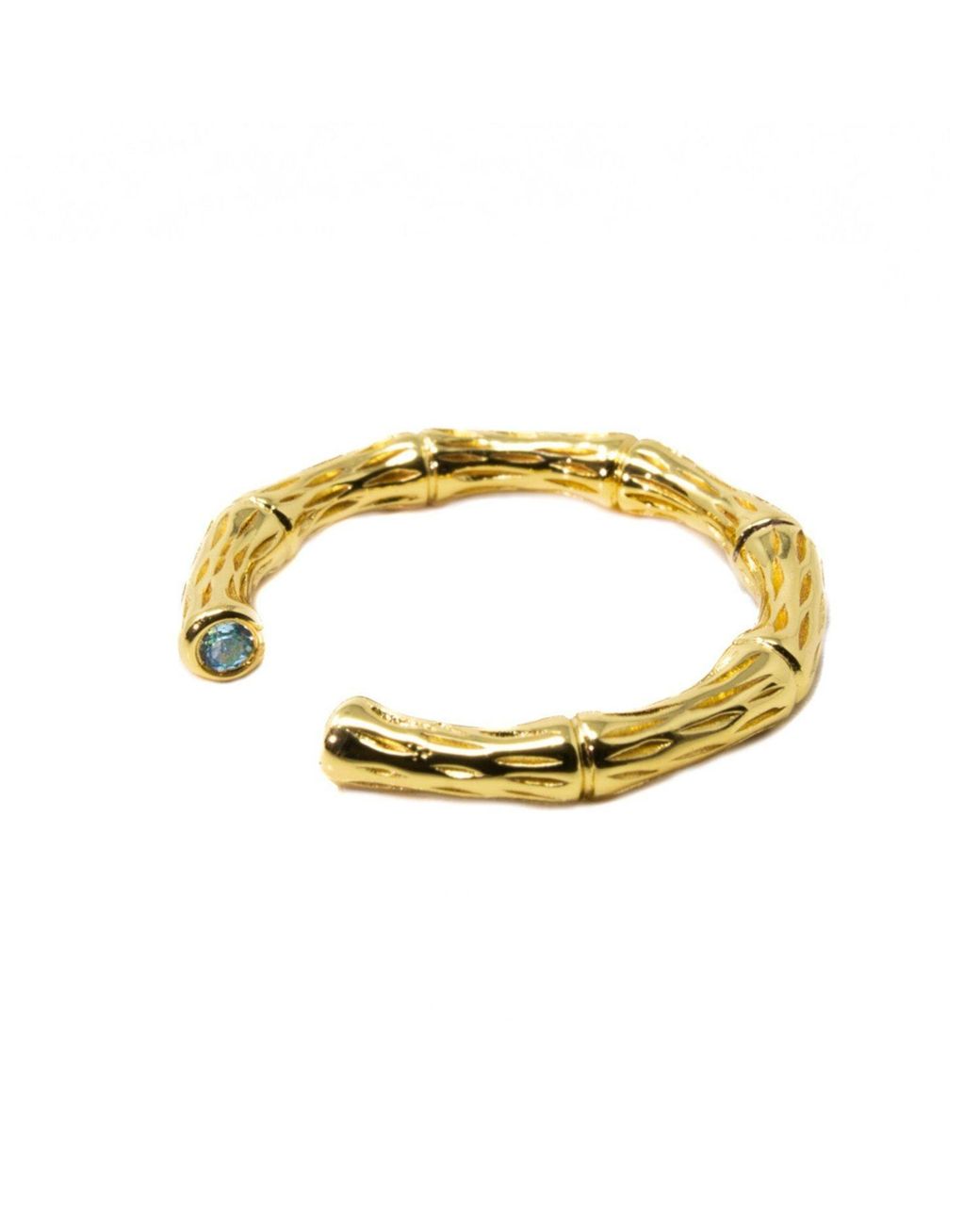 NASI SILVER Metallic Bamboo Stacking Ring- Topaz