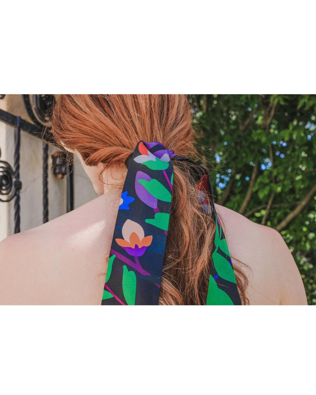 Jessie Zhao New York Green Silk Skinny Scarf Of Night Garden