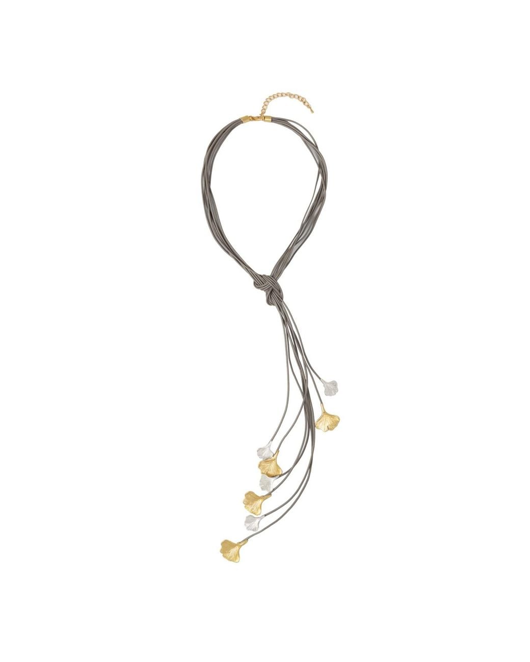 Saachi Metallic Ginkgo Leaf Leather Necklace