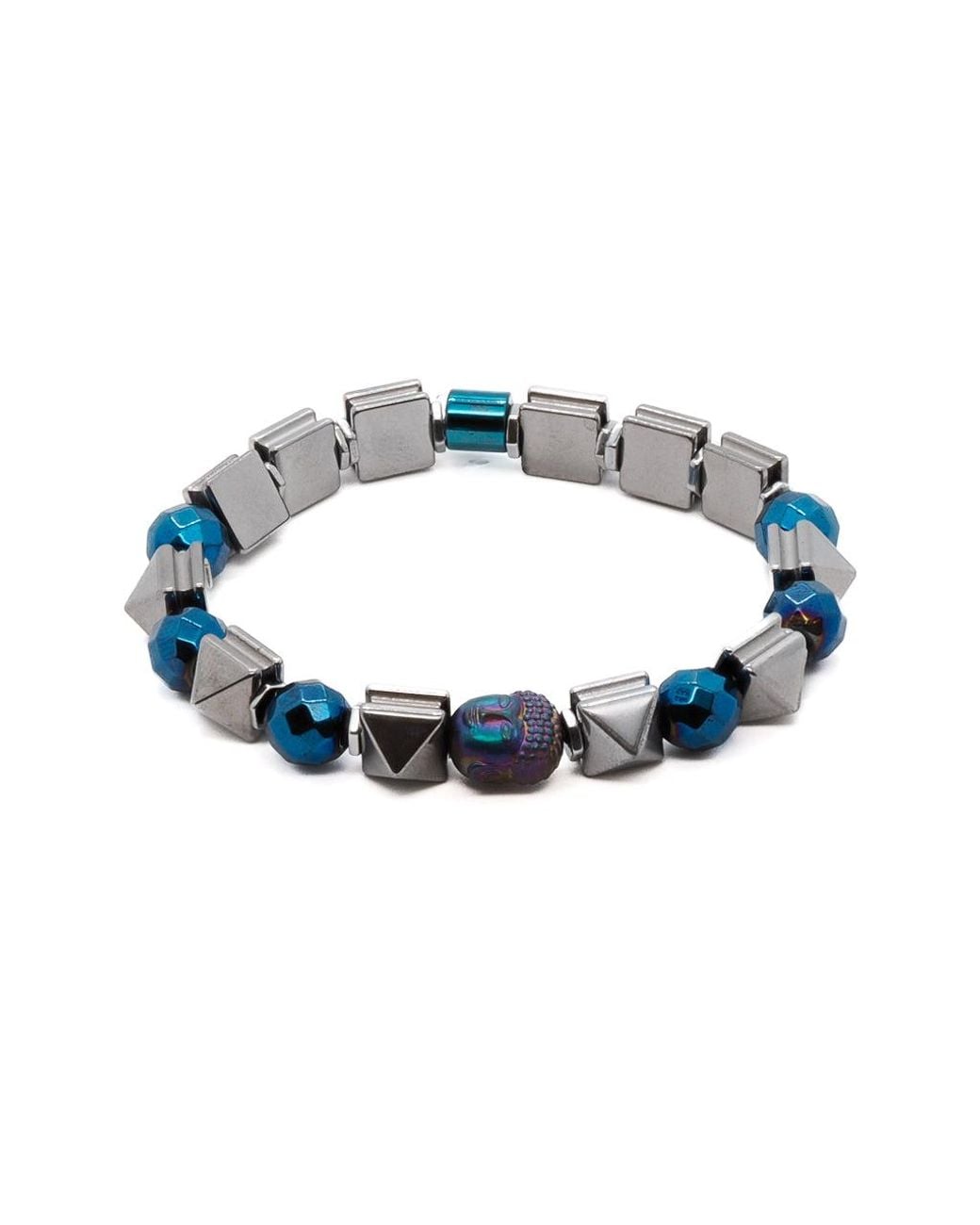 Ebru Jewelry Blue Energy Of Buddha Hematite Stone Beaded Bracelet
