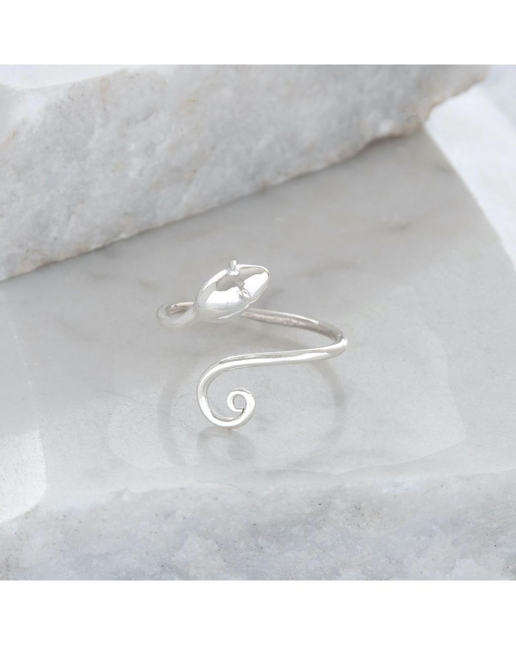 Lime Tree Design White Adjustable Mouse Charm Ring Sterling Silver