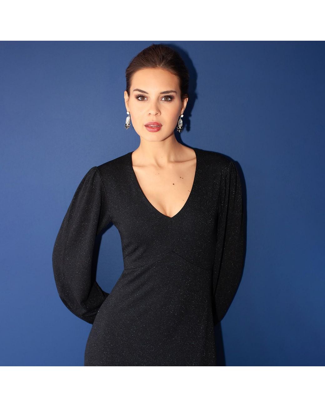 Alie Street London Black Cecilia Midi Dress Glitter