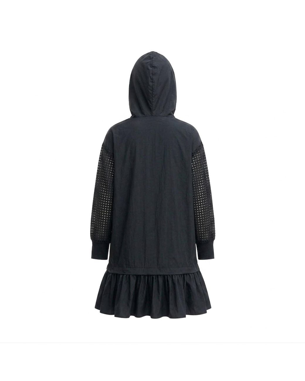 Larisa Dragna Black Hoodie-Style Dress With A Gingham Insert
