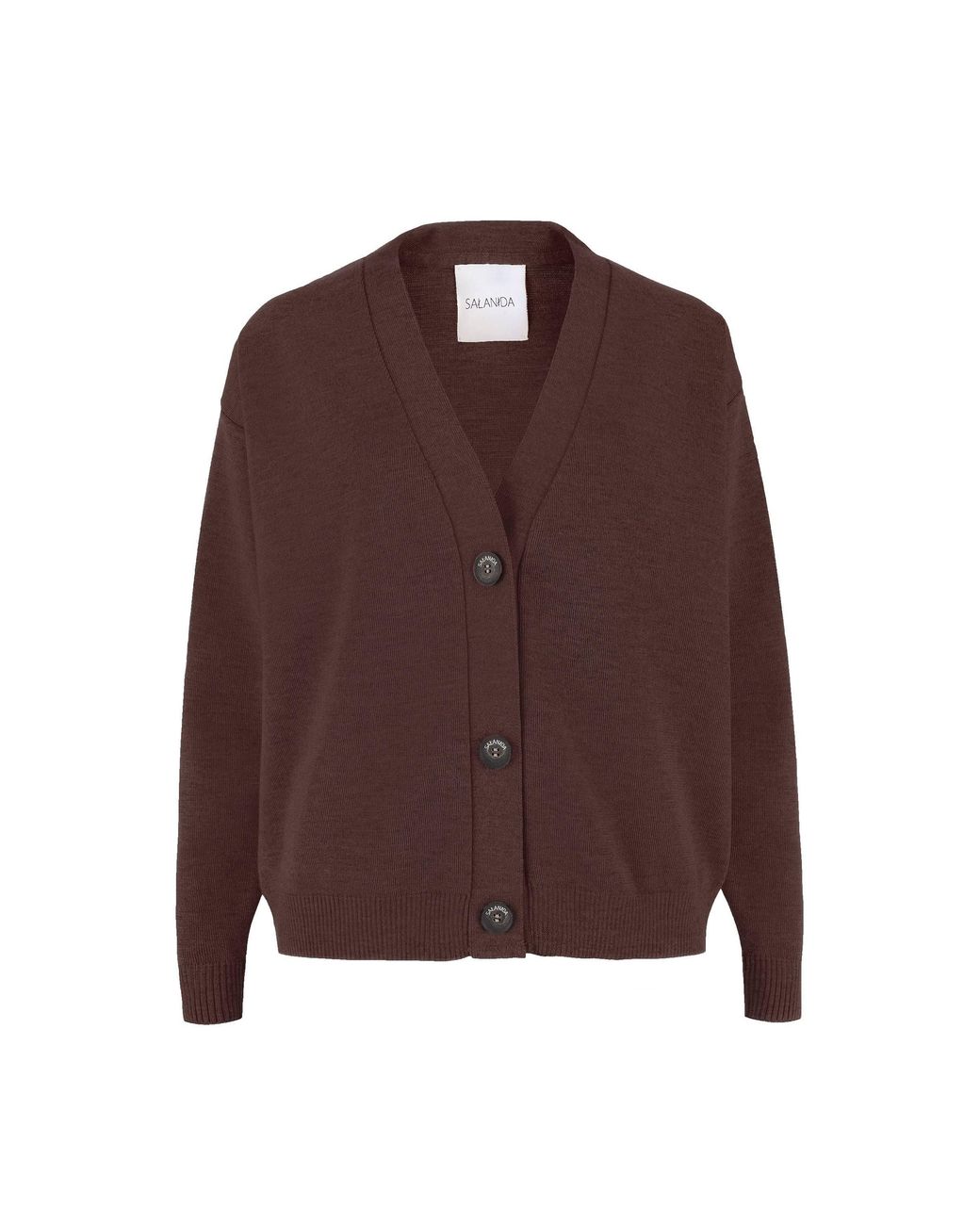 SALANIDA Brown Bene 100% Merino Cardigan Chocolate