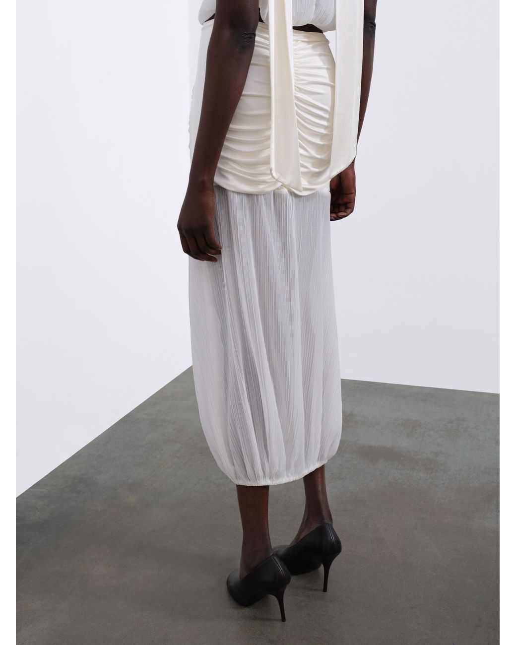 Sélone White Ellen Pleated Balloon Skirt