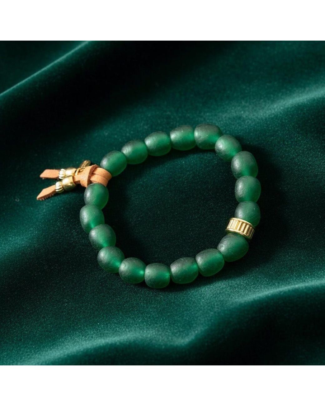 Persia Dona Jewelry Green Vintage Glass Baguette Ring Bracelet