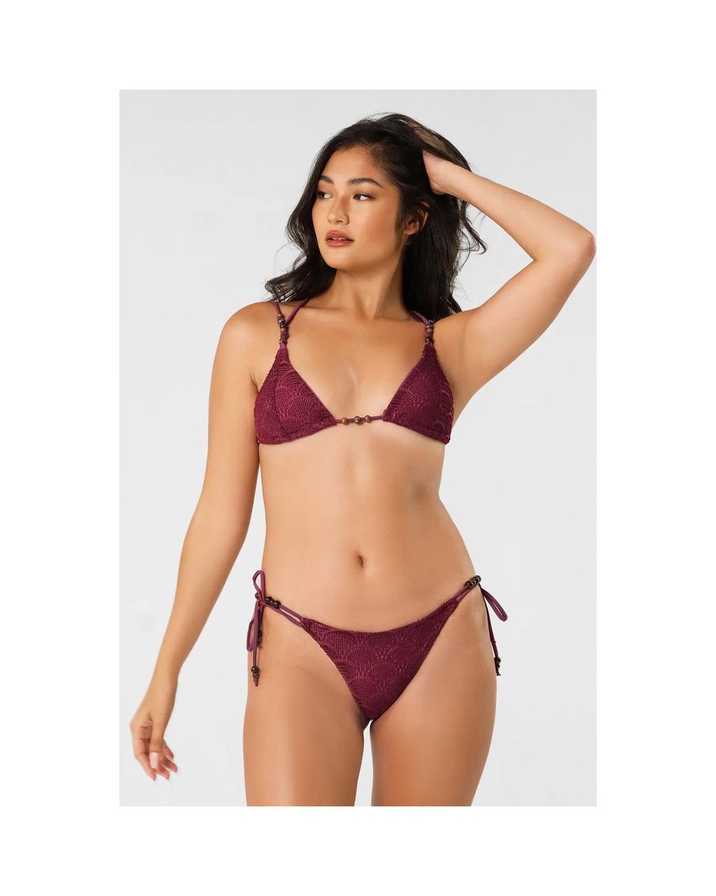 Blackbough Swim Purple Vera Double Strap Triangle Top Henna
