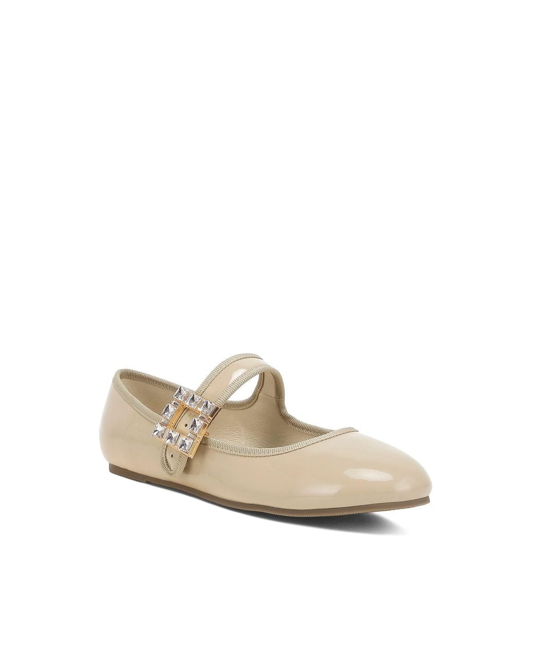 Rag & Co White Upstage Brooch Mary Jane Ballerinas