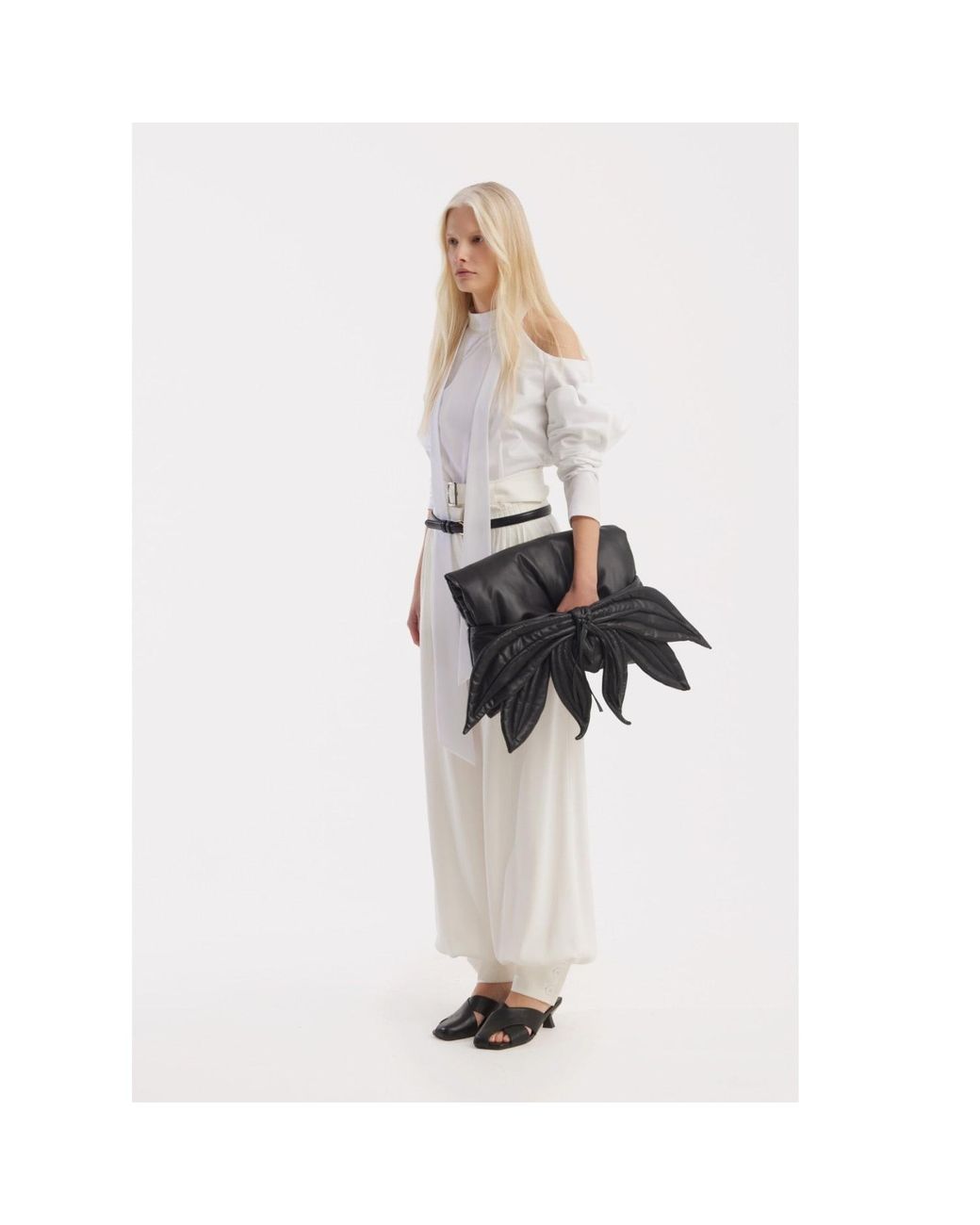 Julia Allert White Belted High-Waist Balloon-Leg Pants