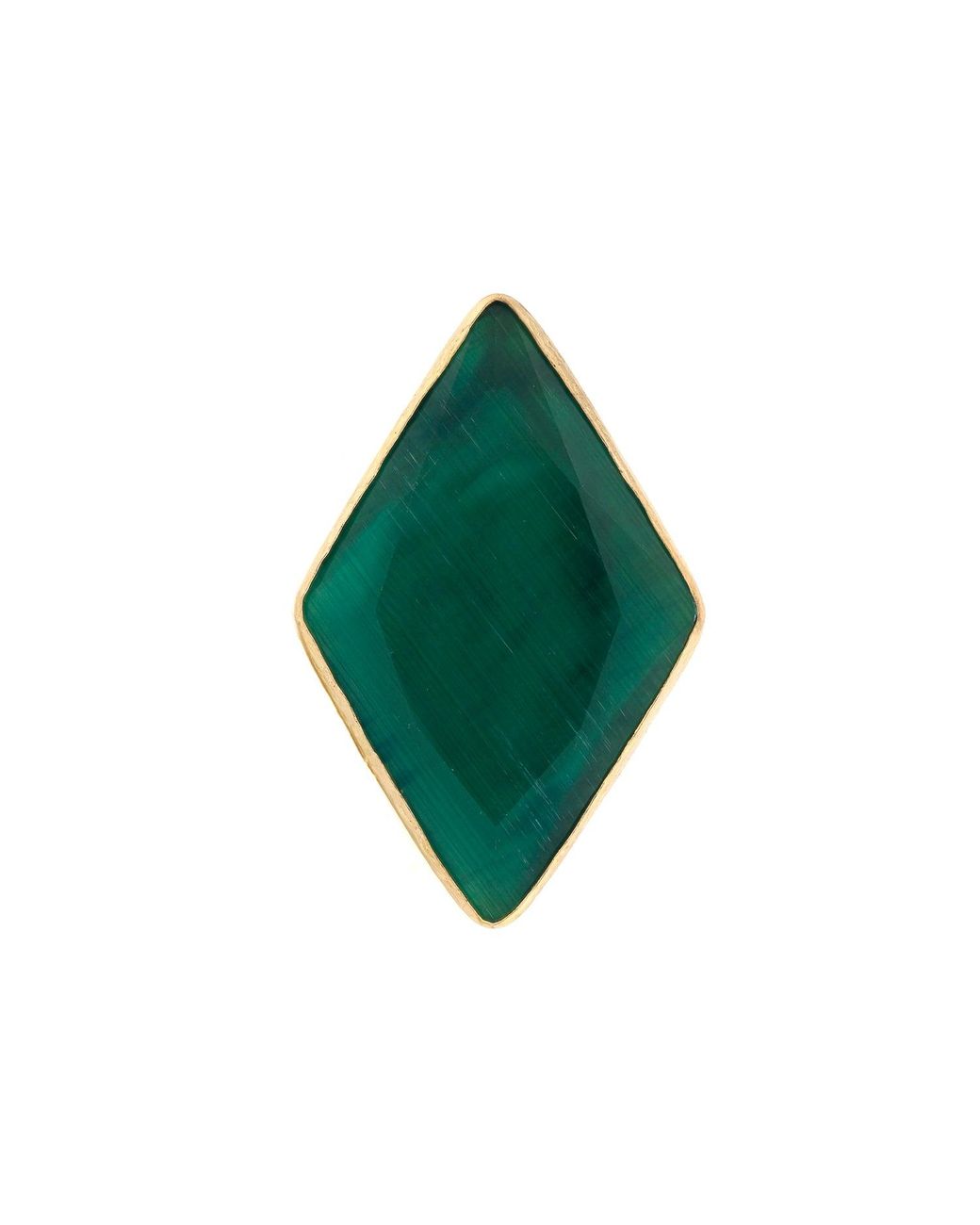 Ebru Jewelry Blue Stylish Cat Eye Stone Chunky Ring