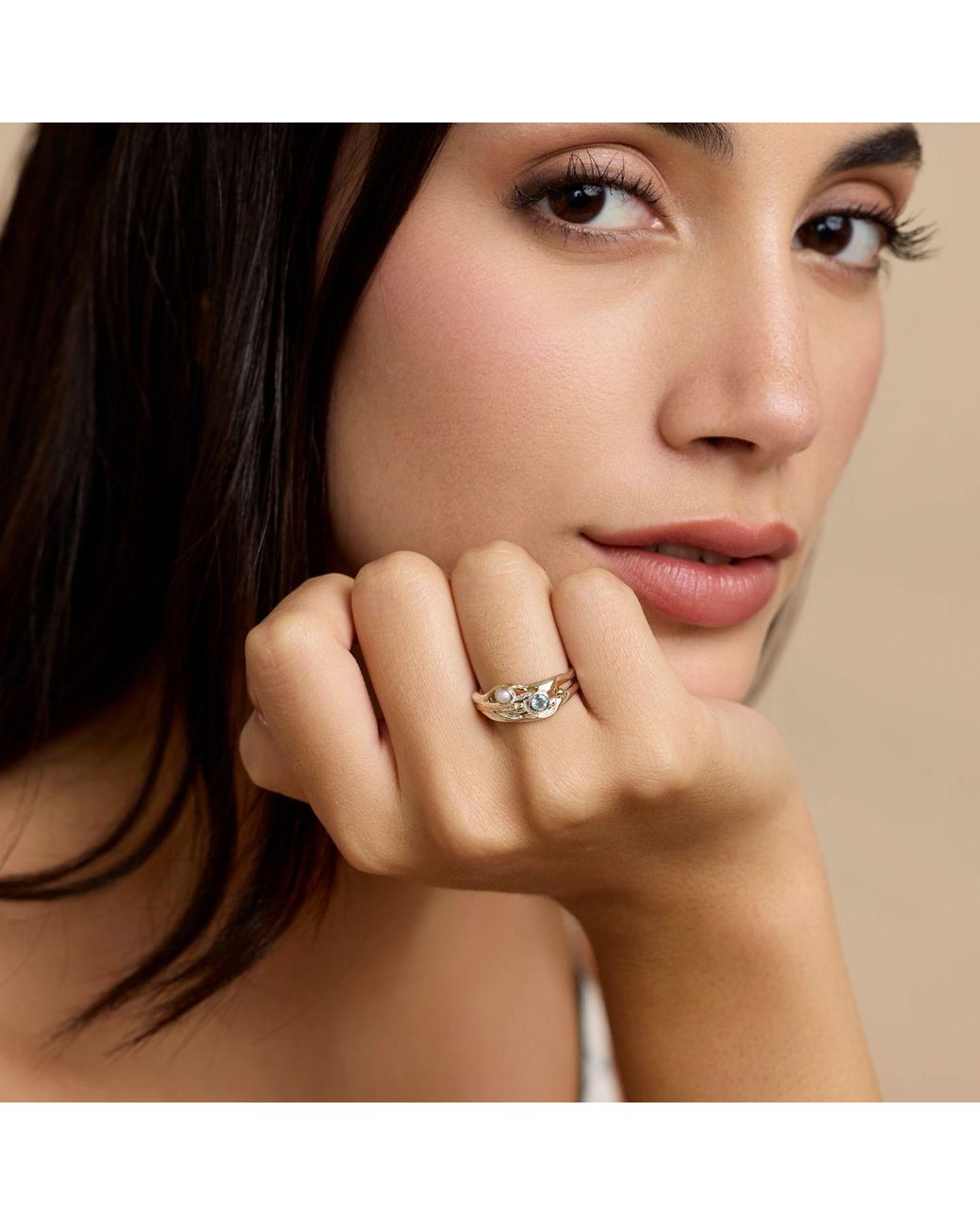 Isla Silver White Pearl & Topaz Sterling Ring