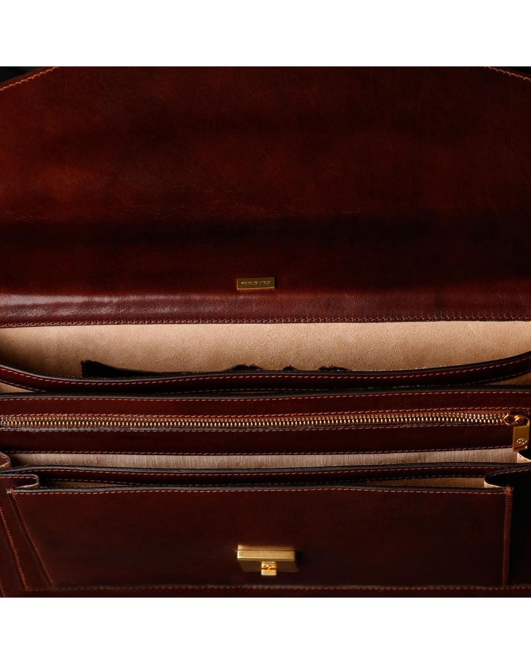 Time Resistance Brown Classic Design Leather Briefcase for men
