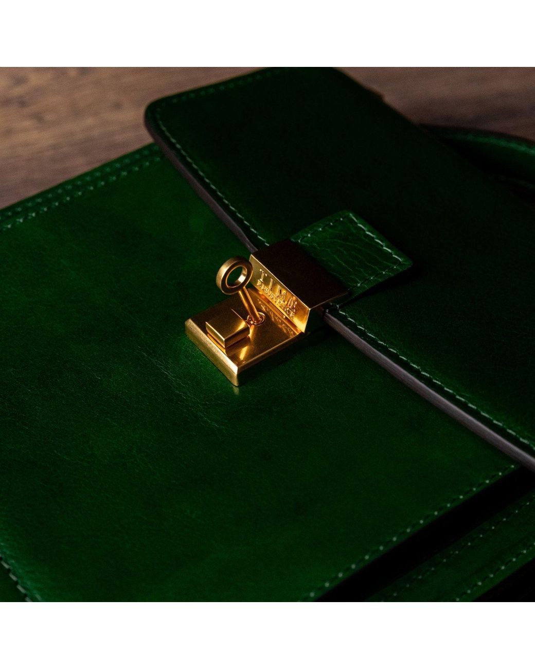 Time Resistance Green Small Leather Briefcase for men