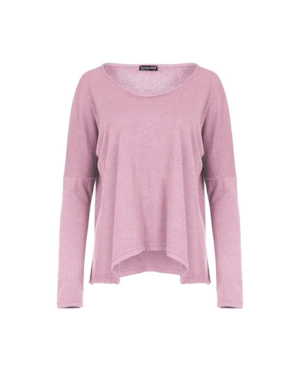 Conquista Pink Knit Handkerchief Hem Top