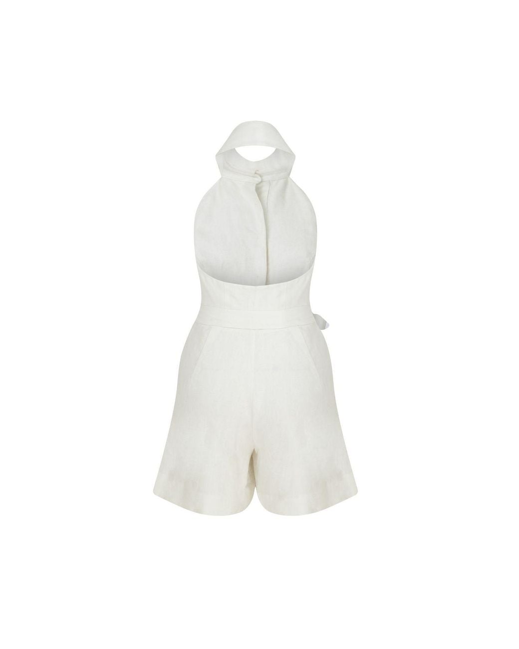 NAZLI CEREN White Mindy Linen Playsuit