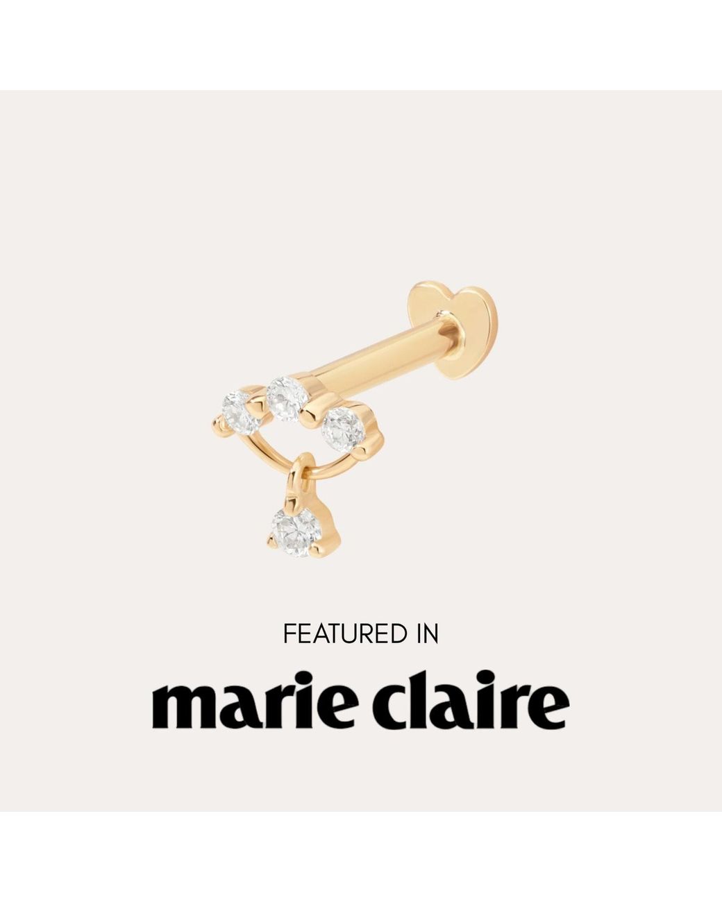 Vanhi Metallic 14K Solid Freda Lab-Grown Diamond Flat Back Stud
