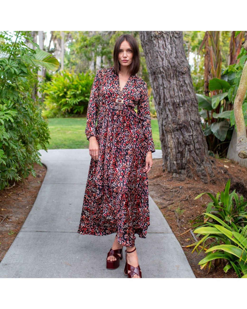 Jennafer Grace Brown Sasha Leopard Minaret Dress