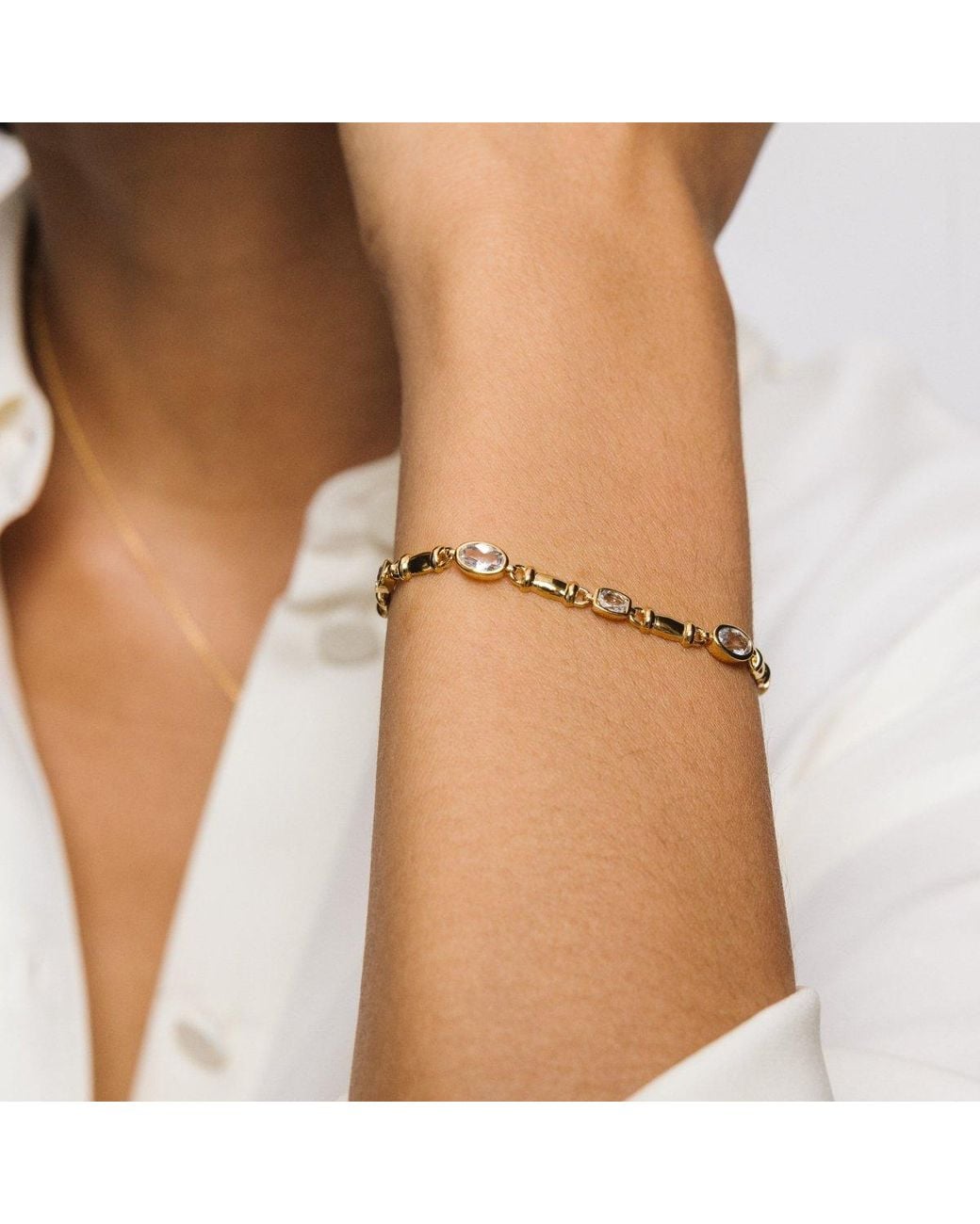 Lulu B London Metallic Topaz Gemstone Chain Bracelet