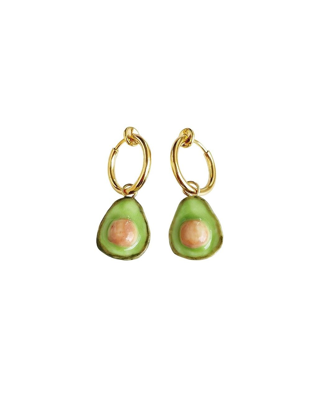 POPORCELAIN Green Mini Porcelain Avocado Clip On Earrings