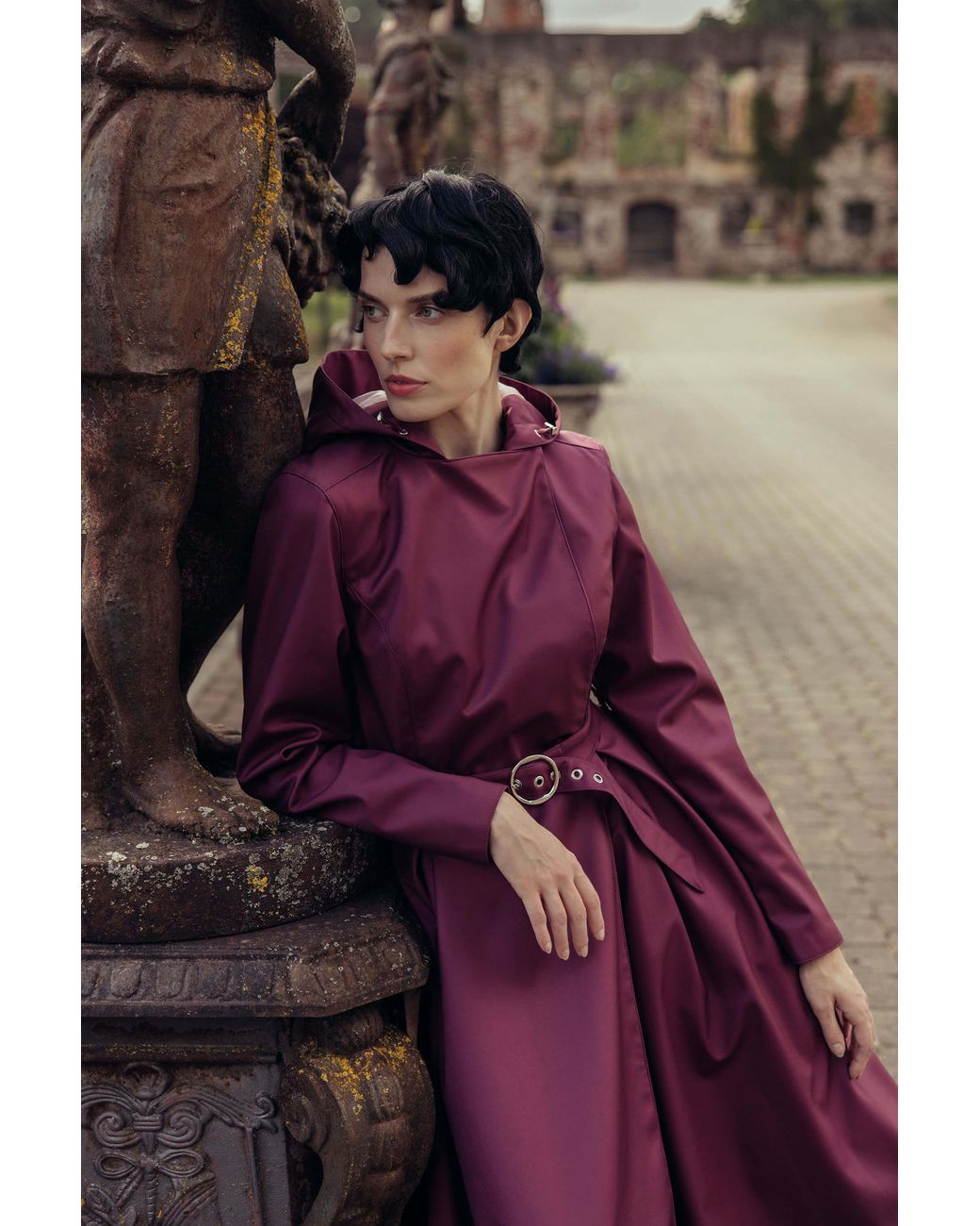 RainSisters Purple Double Breasted Trench Coat
