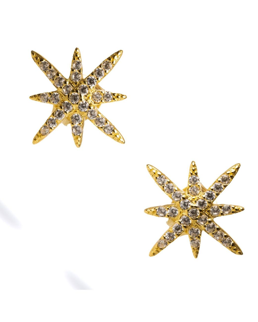 Ebru Jewelry Metallic Guidance North Star & Diamond Stud Earrings