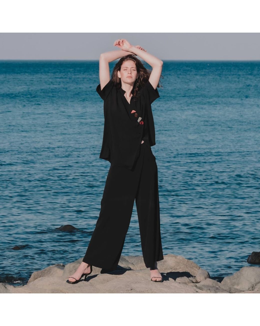 Mirimalist Black Sand Loose Pants