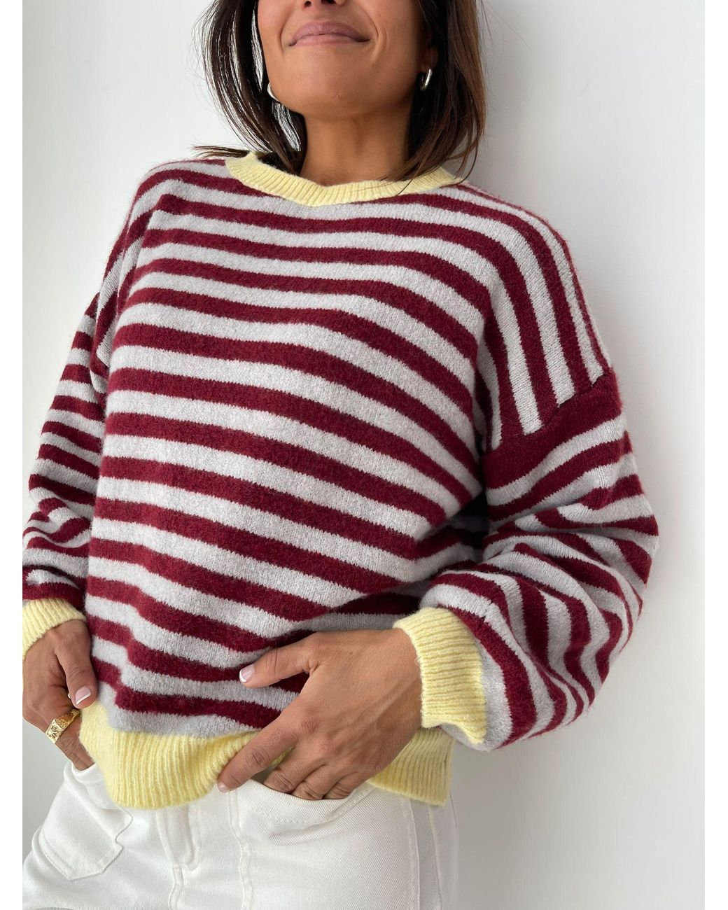 Mind Traveler Purple Burgundy & Striped Pia Sweater