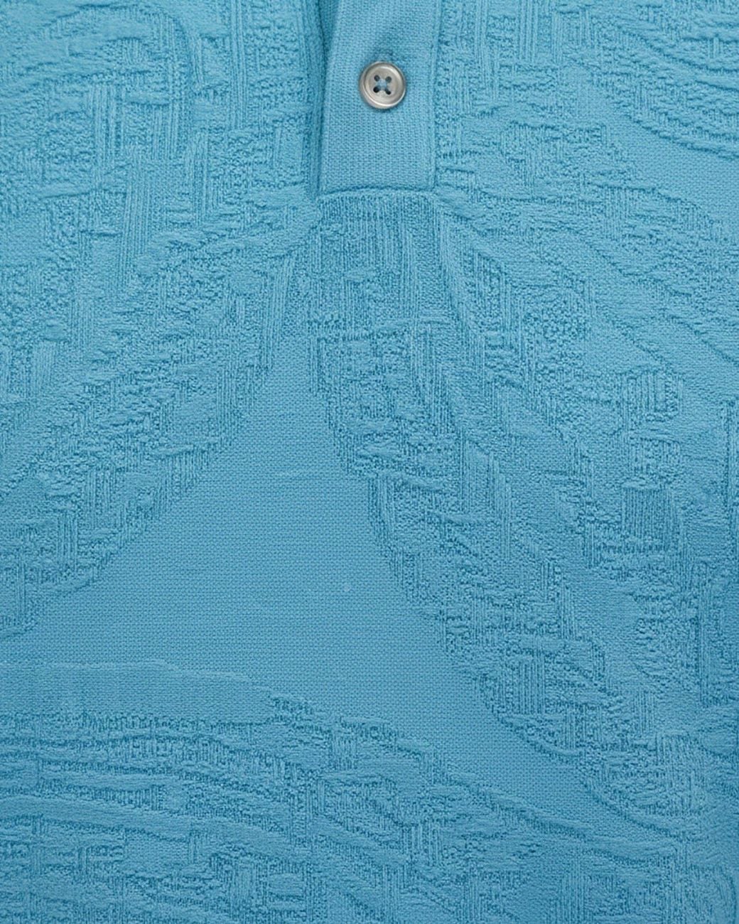 Lords of Harlech Blue Peterson Jacquard Linen Cotton Polo for men
