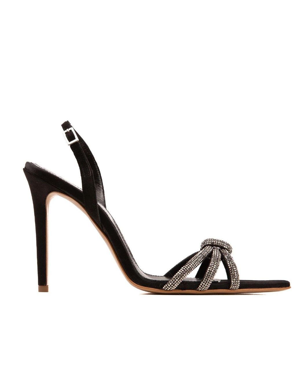 Ginissima Black Daisy Crystals And Satin Sandals