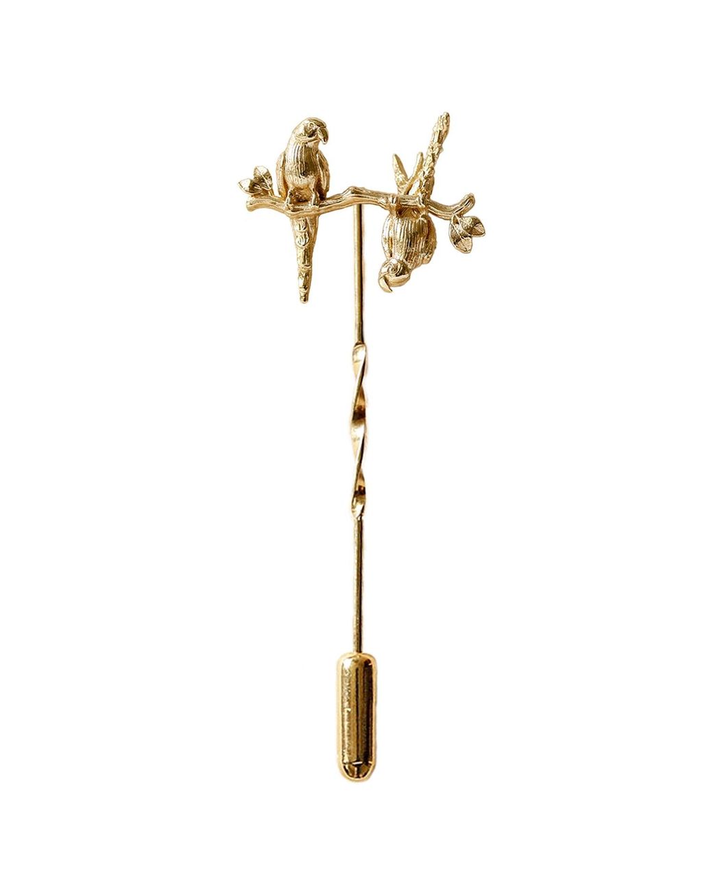 Lee Renee Metallic Parakeet Tie Pin – Two Friends On A Branch – for men