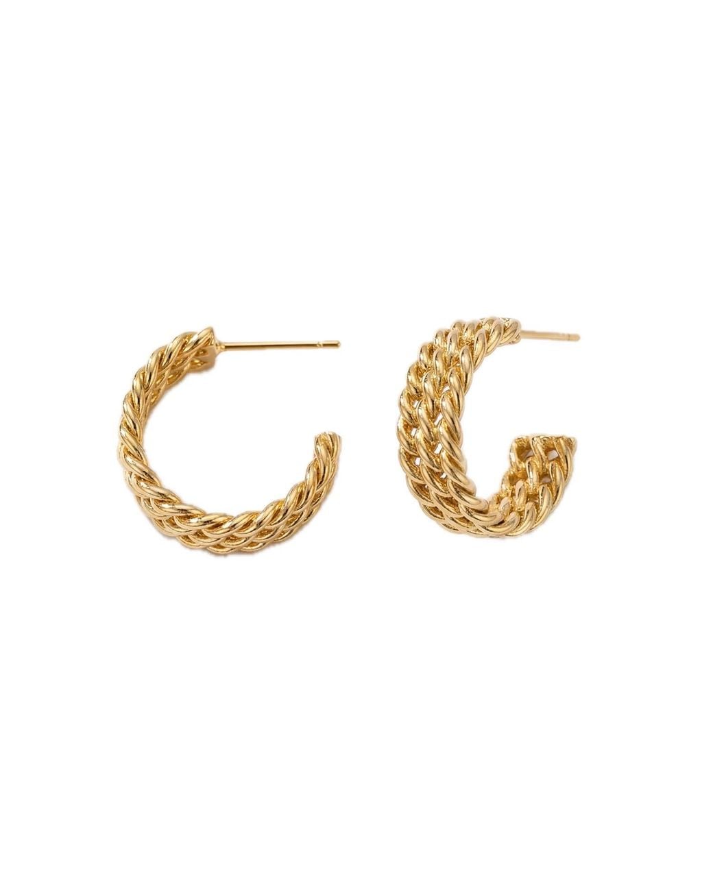 Elk & Bloom White Triple Twisted C 14K Huggie Hoops